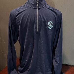 Cutter and Buck Seattle Kraken Navy Quarter-Zip Pullover with Logo